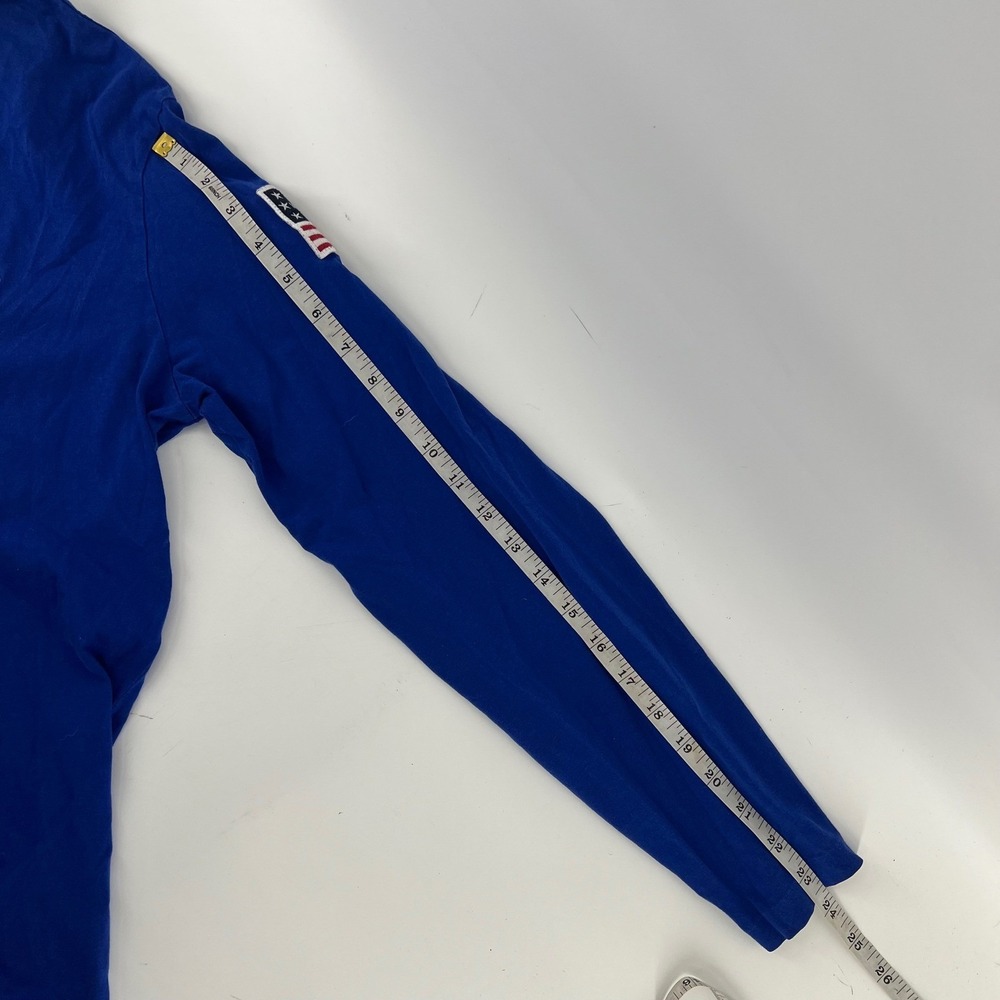 Polo Ralph Lauren Adult L Blue Long Sleeve Embroidered POLO USA Flag Patch Y2K - Picture 7 of 9